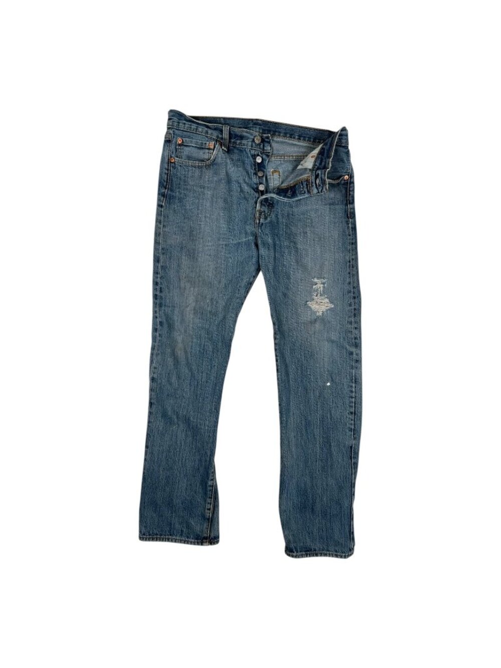 Vintage Levi’s 501 Blue Denim Jeans Size 34x32 Medium Wash Distressed Y2K